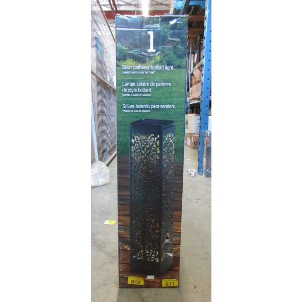 Solar Pathway Bollard Light - Damask Pattern