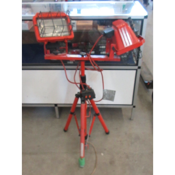 Double Head Halogen Work Light on Tripod Stand