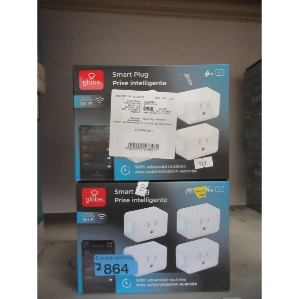 2 Packs of 4 Globe Brand Smart WiFi Plugs