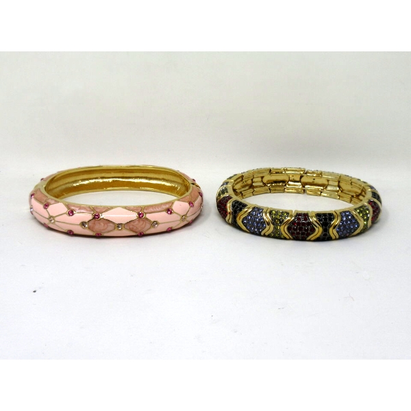2 Joan Rivers Crystal Embedded Bracelets