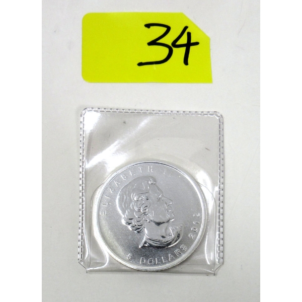 1 Oz .9999 Silver 2012 Maple Leaf Coin 
