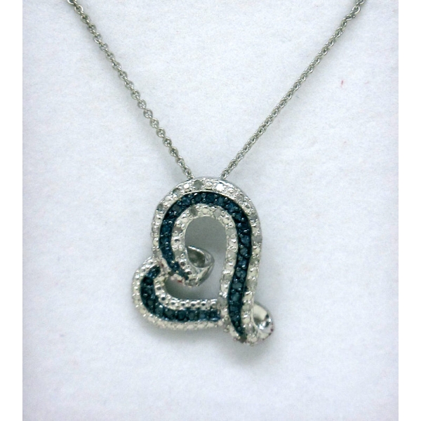 1/2 CT Blue & White Diamond Heart Pendant