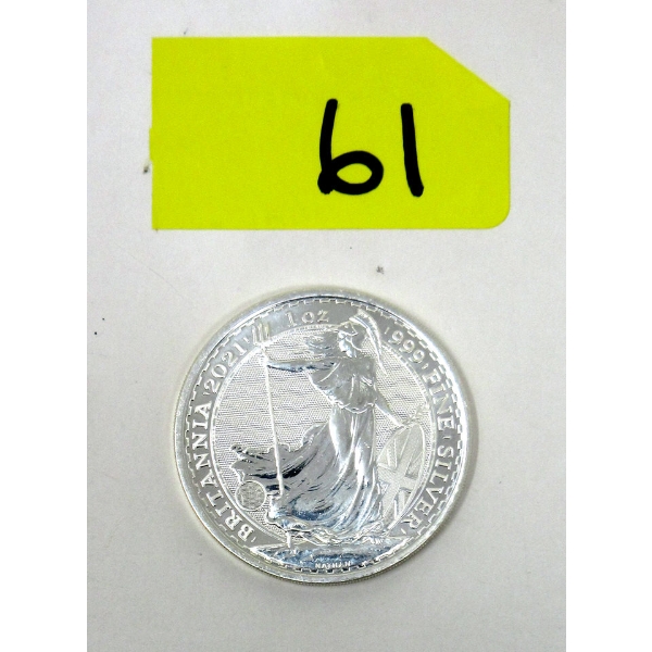 1 Oz .999 Silver 2021 Britannia Coin 
