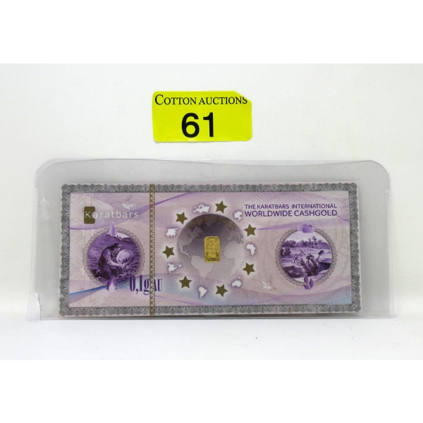 1/10 Gram .9999 Fine Gold Nadir Mint Bar 