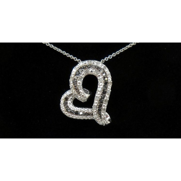 Half Carat Blue & White Diamond Heart Pendant 