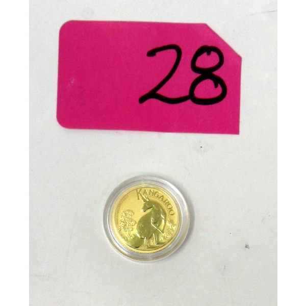 1/10 Oz .9999 Fine Gold 2023 Australia Kangaroo Coin 