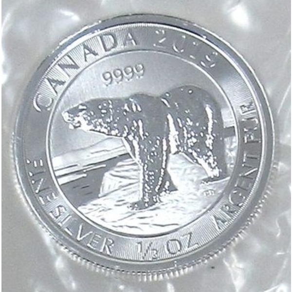 1/2 Oz .9999 Silver 2019 Canada Polar Bear Coin 