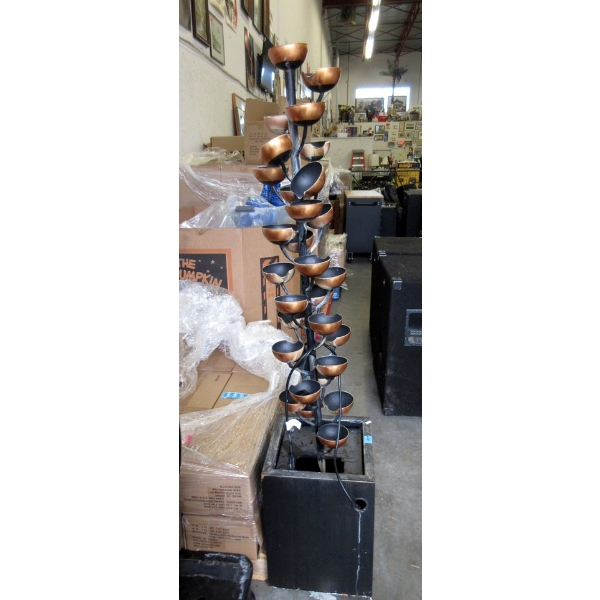 Metal Cascading Water Feature - 14" x 14" x 65" tall