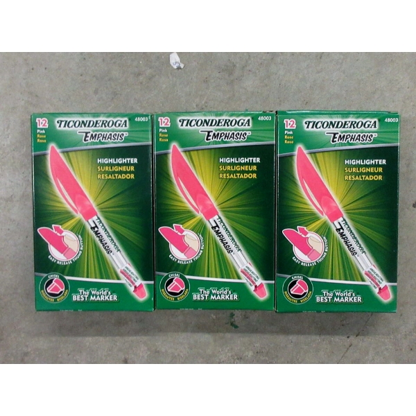 3 New Packs of 12 Ticonderoga Highlighters