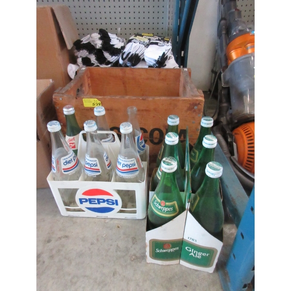 Vintage Wood Pepsi-Cola Crate with Bottles