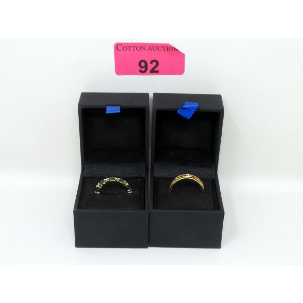 2 x Brand New .925 Sterling Silver Gemstone/Crystal Rings 