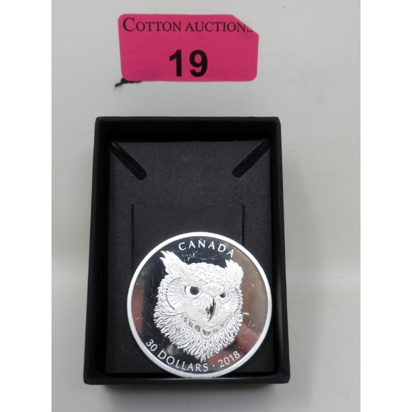 2 Oz .9999 Silver 2018 Zentangle Art: The Great Horned Owl Coin 
