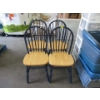 Image 1 : 4 Pine Wood Chairs with Blue Backs & Legs