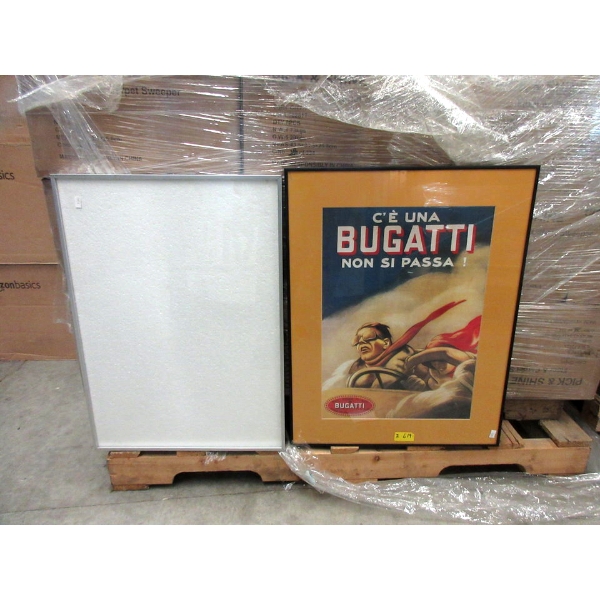 Well Framed Vintage Style Bugatti Print plus 1 Empty Frame