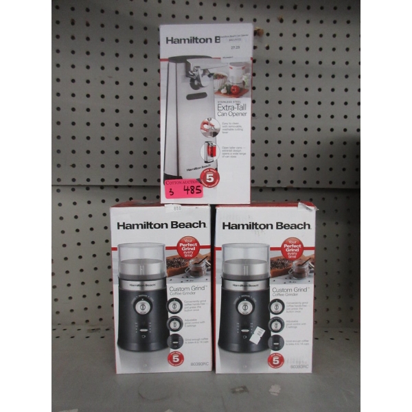 Hamilton Beach Can Opener & 2 Coffee Grinders