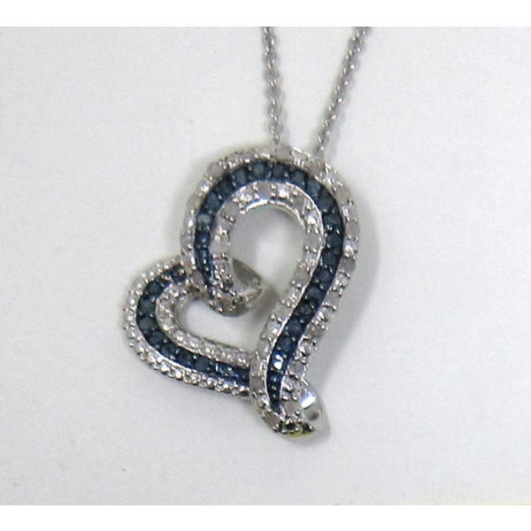 1/2 CT Blue & White Diamond Heart Pendant