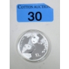 Image 1 : 30 Gram .999 Silver 2023 China PANDA Coin 