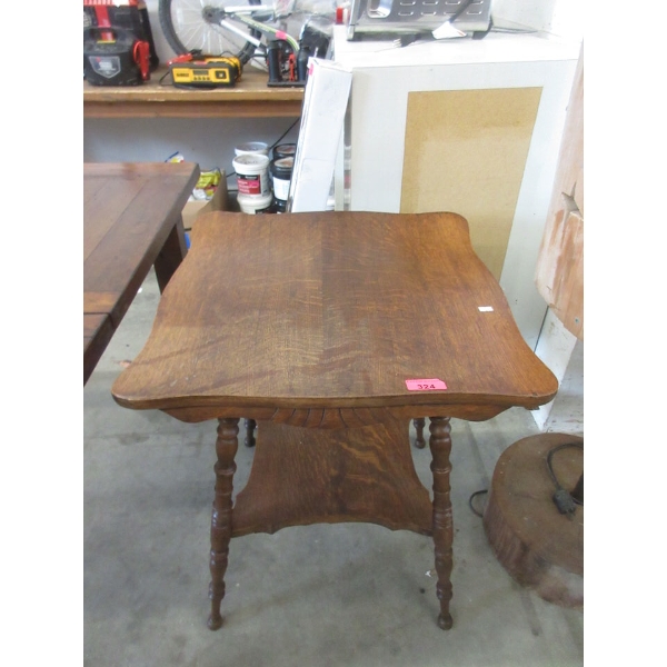 Antique Oak Accent Table with Curved Top