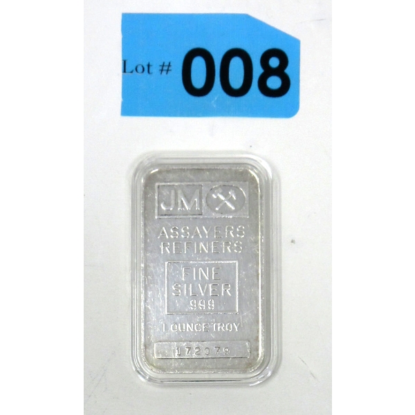 1 Oz .999 Silver Johnson Matthey Bar 