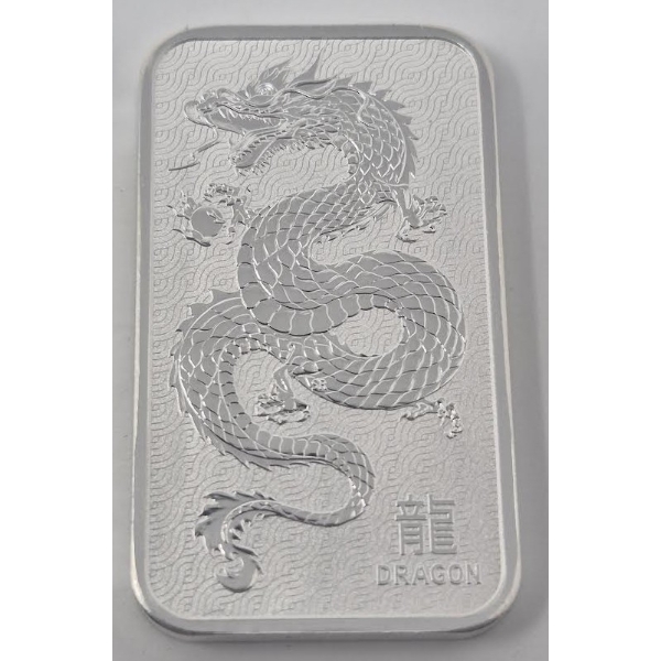 1 Oz .9999 Silver Perth Mint DRAGON Bar