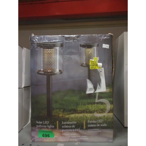 Set of 5 Solar LED Pathway Lights - Black Finish