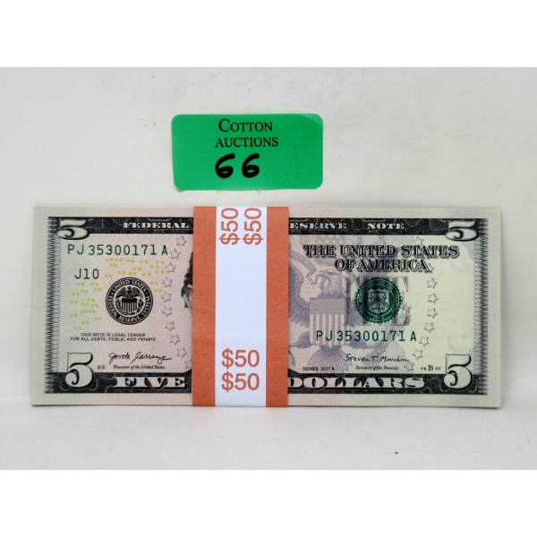 10 x $5 USD Uncirculated Bundle 