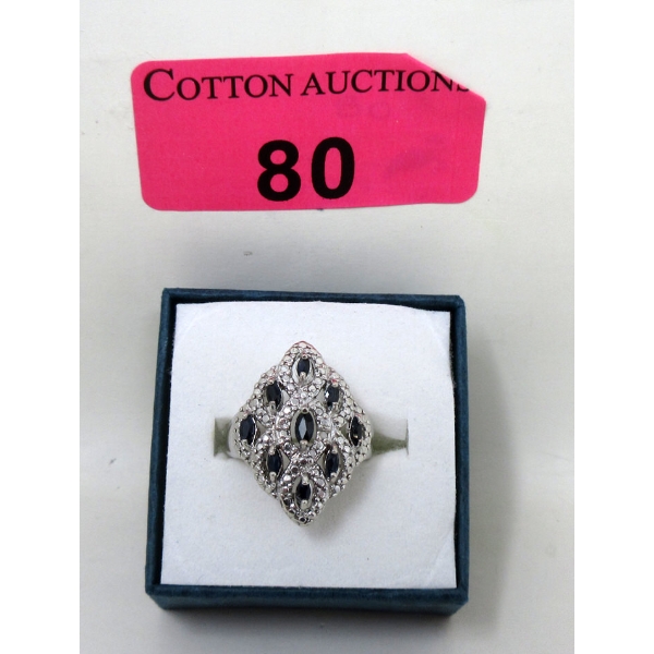 1.08 CTW Sapphire & Diamond Cluster Ring 