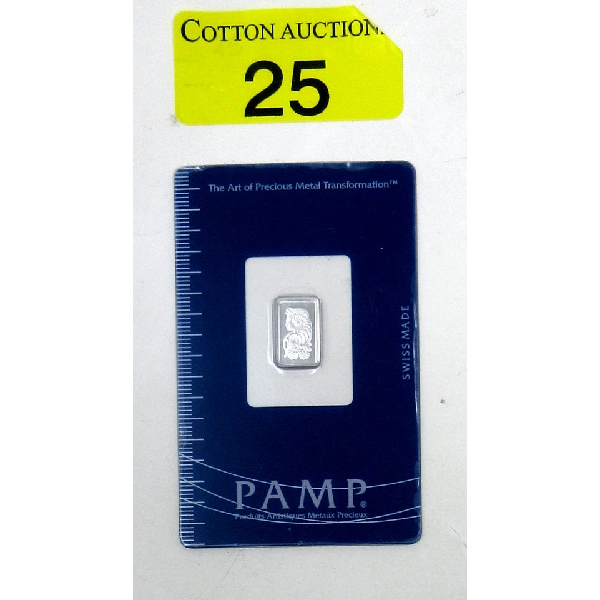 1 Gram .9995 Fine Platinum PAMP Suisse Bar 