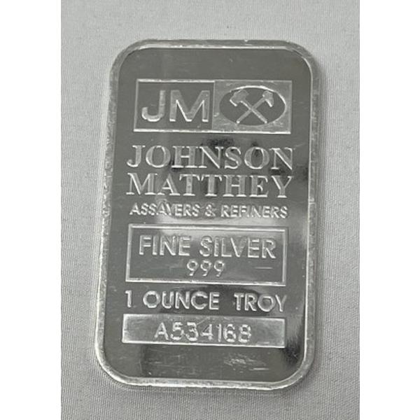 1 Oz .999 Silver Johnson Matthey Bar 