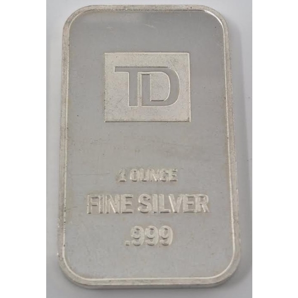 1 Oz .999 Silver TD Bank Investor Bar 