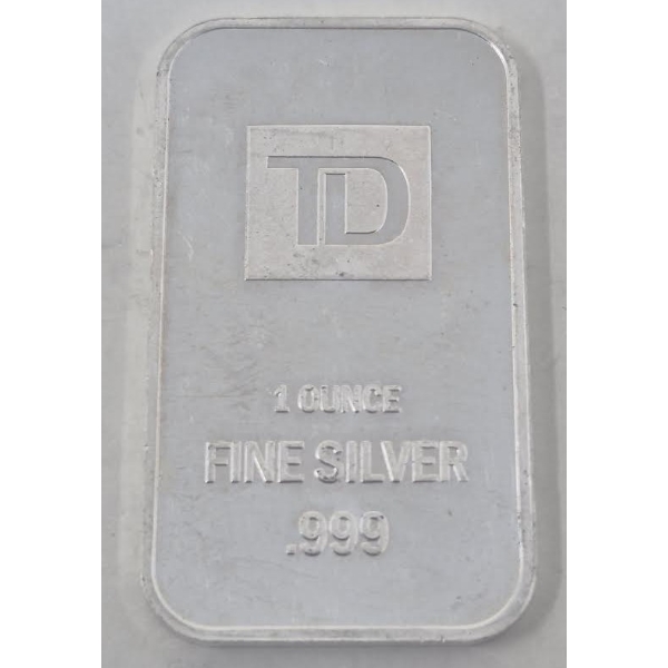 1 Oz .999 Silver TD Bank Investor Bar 