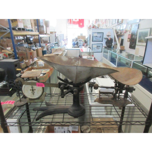 3 Antique Grocers Scales with Box of Weights