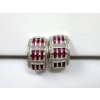 Image 2 : 14 KT White Gold Diamond & Ruby Earrings