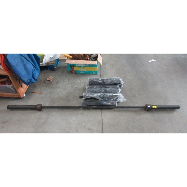 Used Bar Bell & 10 New Bar Bell Pads 