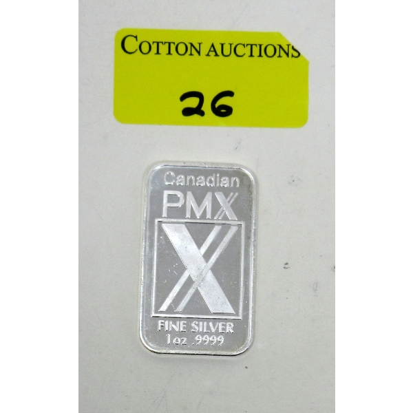 1 Oz .9999 Silver Canadian PMX Bar 