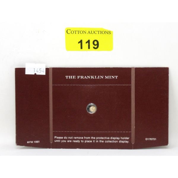 Franklin Mint 1981 Mini 5mm Gold Coin in Holder