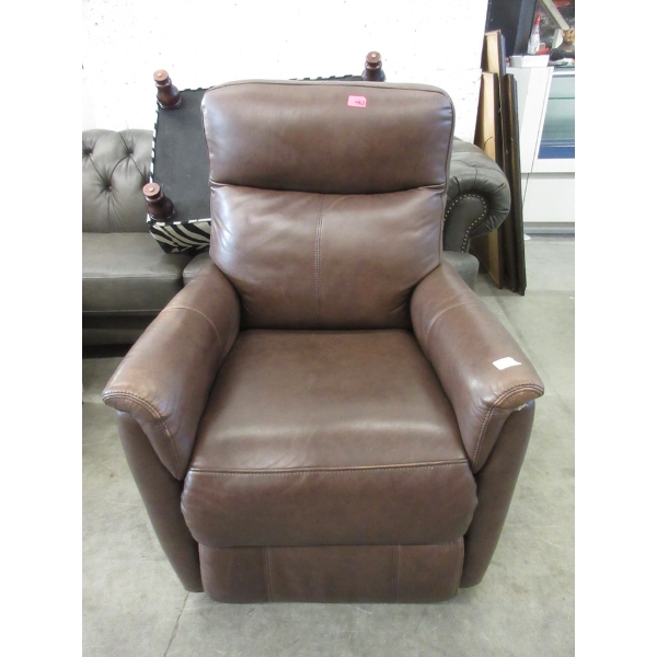 Brown Faux Leather Power Recliner 