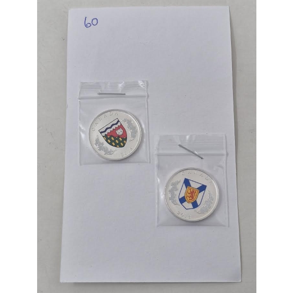 2 x .9999 Silver Canadian Heraldic Emblems of Canada Coins