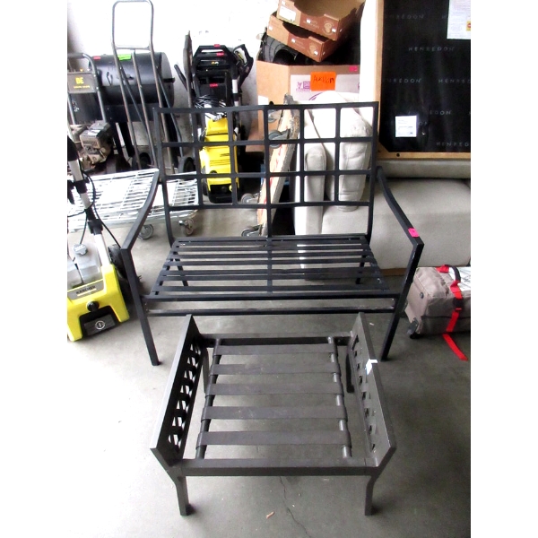 Metal Patio Loveseat and Stool Frame - No Cushions