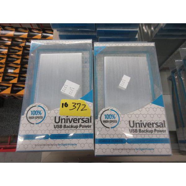 10 New Universal USB Backup Power Banks - Silver