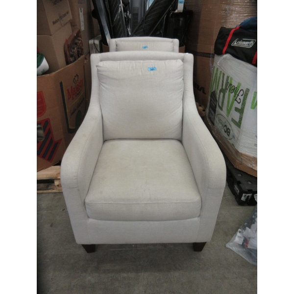 Oat Coloured Fabric Upholstered Arm Chair