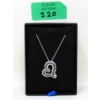 Image 2 : New Blue and White Diamond Heart Necklace