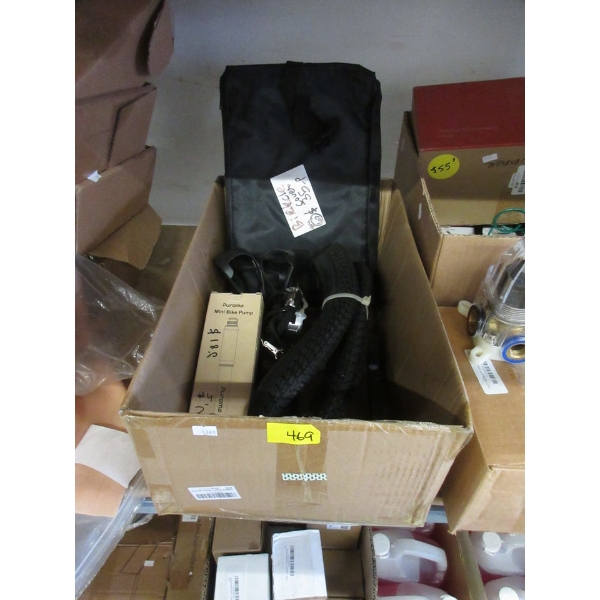 Box of Bicycle Accessories and Repair Goods