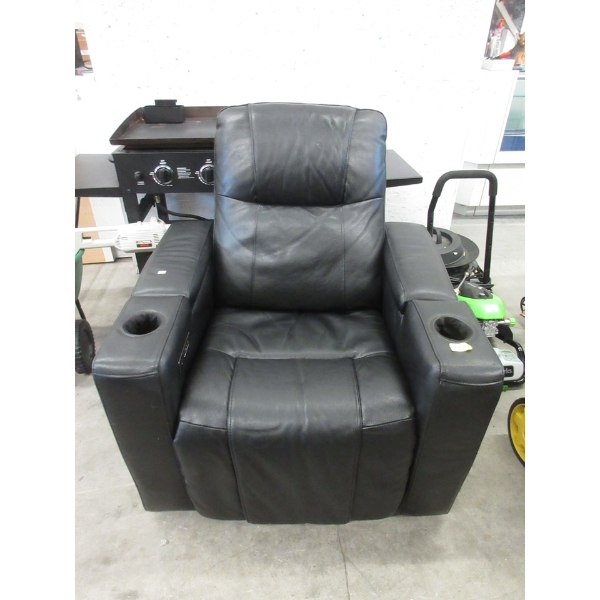 Black Vegan Leather Power Recliner