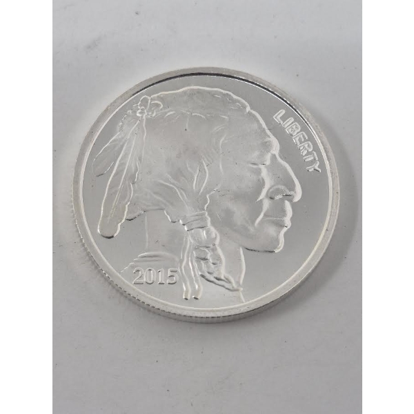 1 Oz .999 Silver Indigenous/Buffalo Art Round