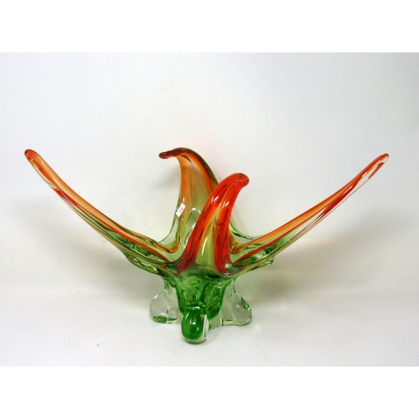 MCM Orange/Green Canadian Art Glass Centerpiece Bowl