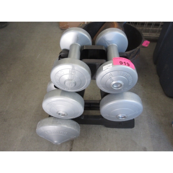 Set of 5 Dumbbells on Stand - Preowned