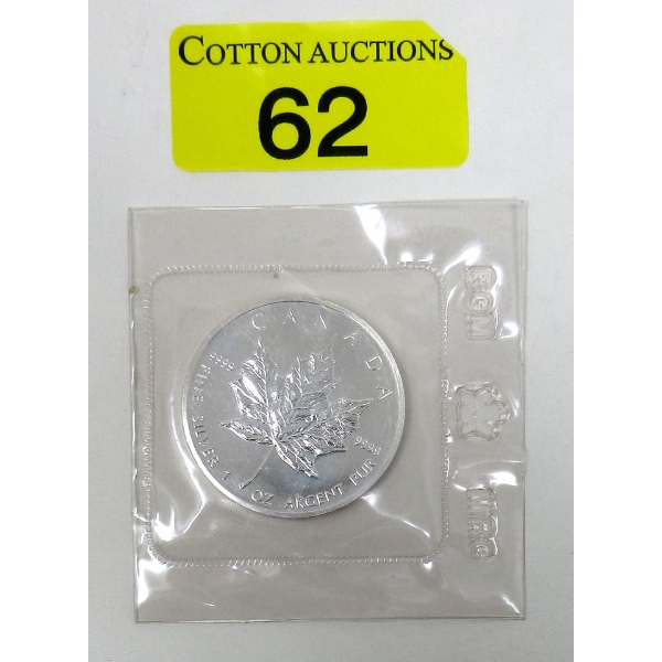 1 Oz .9999 Silver 1989 Canada Maple Leaf Coin 