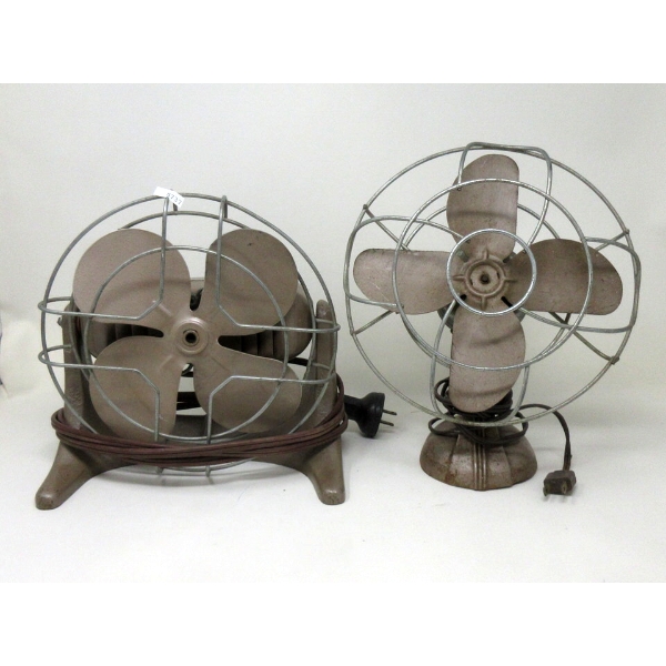 2 Vintage 10" Electric Metal  Desk Fans