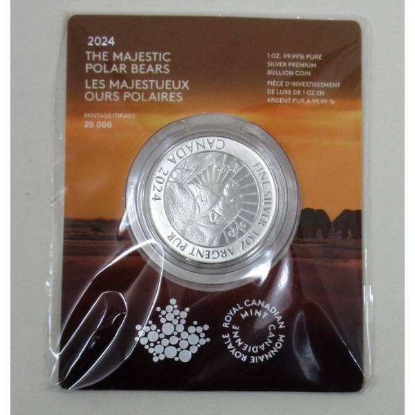 1 Oz The Majestic Polar Bears .9999 Silver Coin 